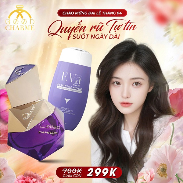 khuyến mãi combo nước hoa empress và dung dịch vệ sinh eva care tím