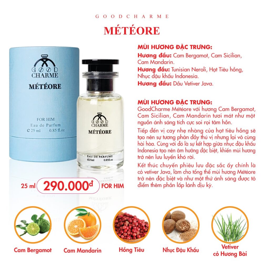 25ml MÉTÉORE EDP - Good Charme | Tươi Mát, Nam Tính Và Đầy Sức Sống - Ảnh 2