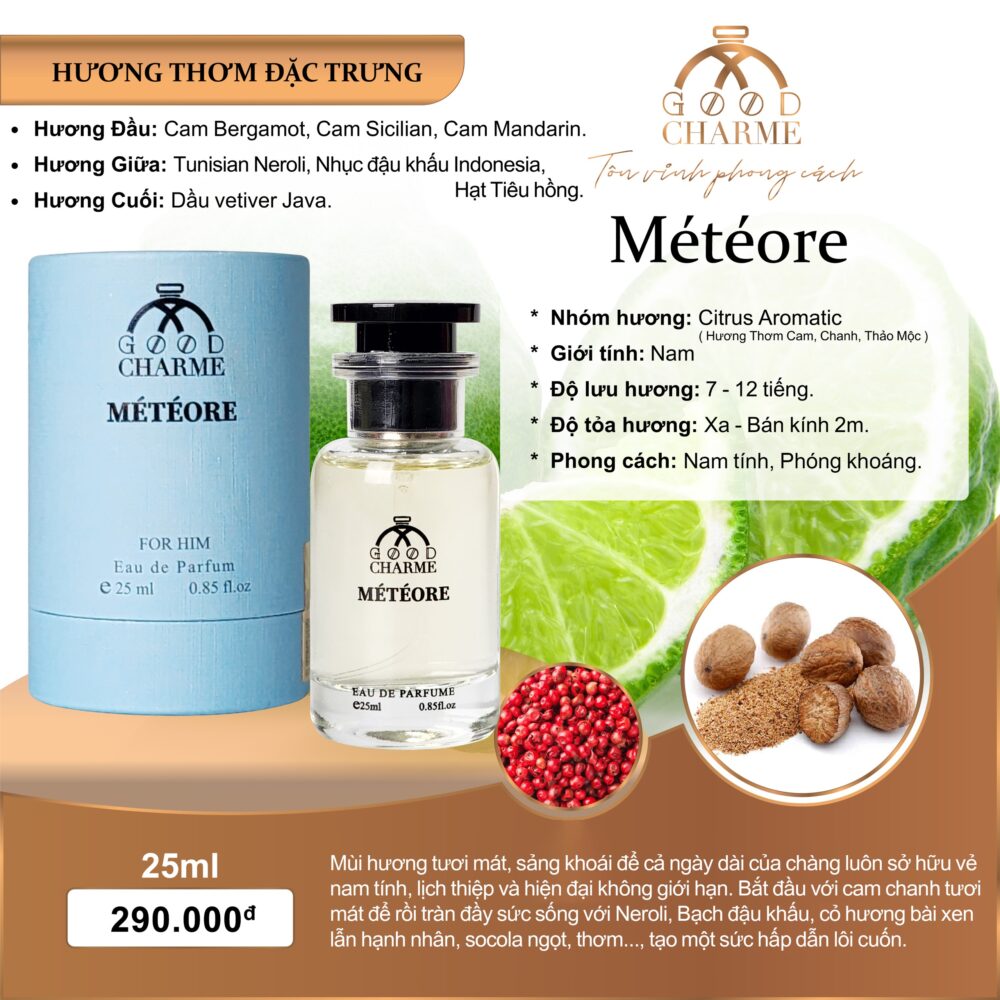 25ml MÉTÉORE EDP - Good Charme | Tươi Mát, Nam Tính Và Đầy Sức Sống - Ảnh 3